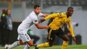 Europa League - Group F - Vitoria SC v Arsenal - Estadio D. Afonso Henriques, Guimaraes, Portugal - November 6, 2019 Arsenal's Nicolas Pepe in action with Vitoria's Rafa Soares.(Action Images via Reuters) Europa League - Group F - Vitoria SC v Arsenal - Estadio D. Afonso Henriques, Guimaraes, Portugal - November 6, 2019 Arsenal's Nicolas Pepe in action with Vitoria's Rafa Soares.(Action Images via Reuters)