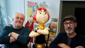 Writer Jean-Yves Ferri and illustrator Didier Conrad with Adrenaline, an honest teenage girl — confused, rebellious, intelligent, quick witted and ambitious (as Gen Z seems to be).(REUTERS) Writer Jean-Yves Ferri and illustrator Didier Conrad with Adrenaline, an honest teenage girl — confused, rebellious, intelligent, quick witted and ambitious (as Gen Z seems to be).(REUTERS)