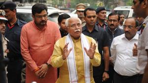 Haryana Chief Minister of Haryana Manohar Lal Khattar visited Gurugram on Thursday, November 7, 2019.(Parveen Kumar / HT Photo) Haryana Chief Minister of Haryana Manohar Lal Khattar visited Gurugram on Thursday, November 7, 2019.(Parveen Kumar / HT Photo)