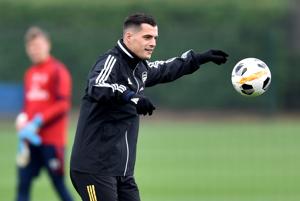 Arsenal's Granit Xhaka during training(Action Images via Reuters) Arsenal's Granit Xhaka during training(Action Images via Reuters)
