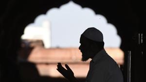 A man prays on the day of the Supreme Court verdict in the Ram Janmabhoomi Babri Masjid case, at Jama Masjid, in New Delhi, India, on Saturday, November 9, 2019. (Photo by Burhaan Kinu/ Hindustan Times).(Burhaan Kinu/HT PHOTO) A man prays on the day of the Supreme Court verdict in the Ram Janmabhoomi Babri Masjid case, at Jama Masjid, in New Delhi, India, on Saturday, November 9, 2019. (Photo by Burhaan Kinu/ Hindustan Times).(Burhaan Kinu/HT PHOTO)