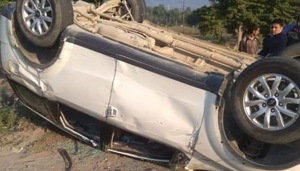 BJP Member of Parliament (MP) from Uttarakhand’s Pauri Garhwal constituency, Tirath Singh Rawat was injured after his car met with an accident and turned turtle in Haridwar(ANI/Twitter) BJP Member of Parliament (MP) from Uttarakhand’s Pauri Garhwal constituency, Tirath Singh Rawat was injured after his car met with an accident and turned turtle in Haridwar(ANI/Twitter)