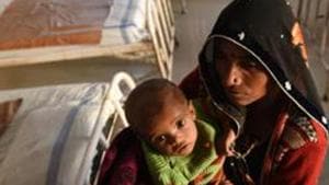A mobile medical health unit has been stationed at the Odisha village since the last 3 days for treatment of the malnourished children.(HT PHOTO.) A mobile medical health unit has been stationed at the Odisha village since the last 3 days for treatment of the malnourished children.(HT PHOTO.)