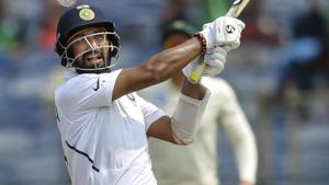 Cheteshwar Pujara plays a shot.(PTI) Cheteshwar Pujara plays a shot.(PTI)