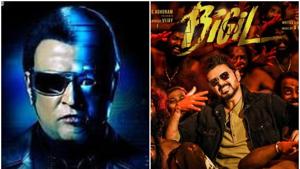 Vijay starrer Bigil has beaten Rajinikanth’s Enthiran’s lifetime gross earnings. Vijay starrer Bigil has beaten Rajinikanth’s Enthiran’s lifetime gross earnings.