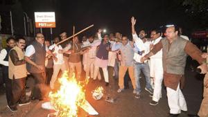 People protest against the alleged UPPCL irregularities in Lucknow on November 4.(PTI File Photo) People protest against the alleged UPPCL irregularities in Lucknow on November 4.(PTI File Photo)