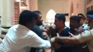 Akshay Kumar and Rohit Shetty in a screengrab from the video.