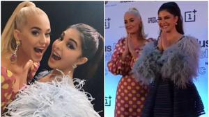 Katy Perry and Jacqueline Fernandez in Mumbai on Tuesday. Katy Perry and Jacqueline Fernandez in Mumbai on Tuesday.