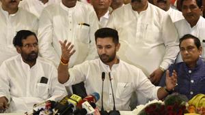 LJP leader Ram Villas Paswan;s son Chirag Paswan was recently appointed the new party chief .(Biplov Bhuyan/HT PHOTO) LJP leader Ram Villas Paswan;s son Chirag Paswan was recently appointed the new party chief .(Biplov Bhuyan/HT PHOTO)