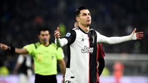 Cristiano Ronaldo during Juventus’ match with AC Milan.(REUTERS) Cristiano Ronaldo during Juventus’ match with AC Milan.(REUTERS)