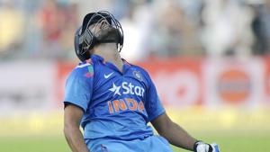 Rohit Sharma of India celebrates after scoring a century during the 4th One Day International, ODI, between India and Sri Lanka held at the Eden Gardens Stadium, Kolkata, India on the 13th November 2014 Photo.(BCCI) Rohit Sharma of India celebrates after scoring a century during the 4th One Day International, ODI, between India and Sri Lanka held at the Eden Gardens Stadium, Kolkata, India on the 13th November 2014 Photo.(BCCI)