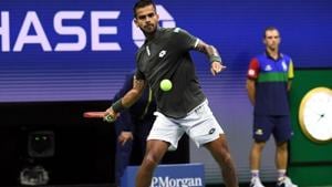 Sumit Nagal of India hits to Roger Federer of Switzerland.(USA TODAY Sports) Sumit Nagal of India hits to Roger Federer of Switzerland.(USA TODAY Sports)