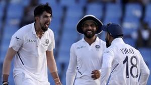 File image of Ishant Sharma celebrating the fall of a wicket with Virat Kohli.(AP) File image of Ishant Sharma celebrating the fall of a wicket with Virat Kohli.(AP)