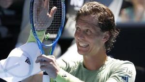 Tomas Berdych of Czech Republic celebrates winning against Fabio Fognini of Italy.(REUTERS) Tomas Berdych of Czech Republic celebrates winning against Fabio Fognini of Italy.(REUTERS)