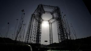 A lander for China's Mars mission is seen after a hovering-and-obstacle avoidance test at a test facility in Huailai, Hebei province, China.(Reuters Photo) A lander for China's Mars mission is seen after a hovering-and-obstacle avoidance test at a test facility in Huailai, Hebei province, China.(Reuters Photo)