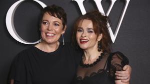 Helena Bonham Carter, right, and Olivia Colman pose for photographers at the world premiere of The Crown season 3.(Joel C Ryan/Invision/AP) Helena Bonham Carter, right, and Olivia Colman pose for photographers at the world premiere of The Crown season 3.(Joel C Ryan/Invision/AP)