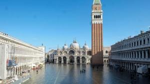 A view of the flooded St. Mark's Square during a period of seasonal high water in Venice. Several museums remained closed to the public on Thursday.(Reuters Photo) A view of the flooded St. Mark's Square during a period of seasonal high water in Venice. Several museums remained closed to the public on Thursday.(Reuters Photo)