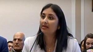 Sunanda Vashisht, a writer and Kashmiri Pandit, turned out to be India’s best defence at the hearing.(Twitter/ANI Digital) Sunanda Vashisht, a writer and Kashmiri Pandit, turned out to be India’s best defence at the hearing.(Twitter/ANI Digital)