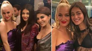 Katy Perry poses with Aishwarya Rai, Jacqueline Fernandez and Ananya Panday.(Instagram) Katy Perry poses with Aishwarya Rai, Jacqueline Fernandez and Ananya Panday.(Instagram)