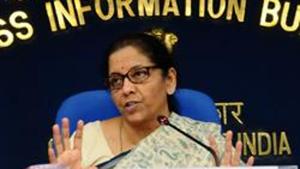 New Delhi, India – November 06, 2019: Union Finance Minister Nirmala Sitharaman addressing a press conference after a cabinet meeting in New Delhi, India on Wednesday, November 06, 2019. (HT Photo) New Delhi, India – November 06, 2019: Union Finance Minister Nirmala Sitharaman addressing a press conference after a cabinet meeting in New Delhi, India on Wednesday, November 06, 2019. (HT Photo)