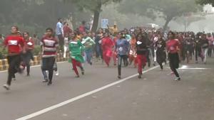New Delhi, Nov 14 (ANI): Children taking part in 'Run For Children' marathon in New Delhi on Thursday(ANI) New Delhi, Nov 14 (ANI): Children taking part in 'Run For Children' marathon in New Delhi on Thursday(ANI)