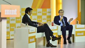 Bill Gates, who co-chairs the Bill and Melinda Gates Foundation, at Mint Visionaries in New Delhi on Sunday.(HT PHOTO.) Bill Gates, who co-chairs the Bill and Melinda Gates Foundation, at Mint Visionaries in New Delhi on Sunday.(HT PHOTO.)