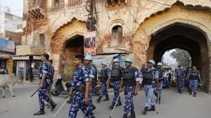 India para-military force soldiers patrol in Ayodhya, India. The Uttar Pradesh Sunni Central Waqf Board, too, has made its stand clear that it has accepted the verdict and there was no scope or ground to challenge it.(Photo: AP)