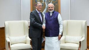Prime Minister Narendra Modi met billionaire philanthropist Bill Gates in New Delhi on Monday.(TWITTER.) Prime Minister Narendra Modi met billionaire philanthropist Bill Gates in New Delhi on Monday.(TWITTER.)