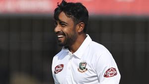 Bangladesh's Abu Jayed celebrates the dismissal of India's Ajinkya Rahane.(AP) Bangladesh's Abu Jayed celebrates the dismissal of India's Ajinkya Rahane.(AP)