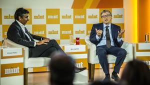 Bill Gates in conversation with Rishad Premji at Mint Visionaries event in New Delhi.(Photo By Pradeep Gaur/Mint) Bill Gates in conversation with Rishad Premji at Mint Visionaries event in New Delhi.(Photo By Pradeep Gaur/Mint)