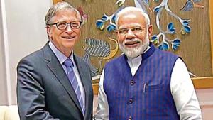 Bill & Melinda Gates Foundation co-chair Bill Gates (left) with Prime Minister Narendra Modi, in New Delhi on Monday.(ANI photo) Bill & Melinda Gates Foundation co-chair Bill Gates (left) with Prime Minister Narendra Modi, in New Delhi on Monday.(ANI photo)