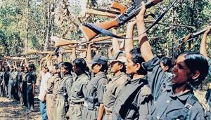 File photograph of Maoists at a training camp .(HT Photo) File photograph of Maoists at a training camp .(HT Photo)