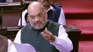 Home minister Amit Shah speaks in Rajya Sabha on Wednesday.(ANI) Home minister Amit Shah speaks in Rajya Sabha on Wednesday.(ANI)