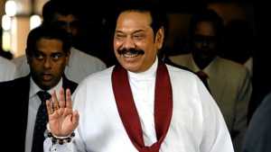 Mahinda Rajapaksa will assume duties as premier soon after incumbent Ranil Wickremesinghe steps down on Thursday morning.(Reuters Photo) Mahinda Rajapaksa will assume duties as premier soon after incumbent Ranil Wickremesinghe steps down on Thursday morning.(Reuters Photo)