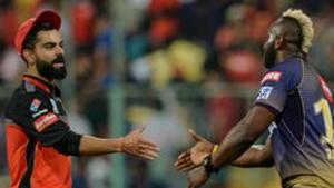 File image of Virat Kohli with Andre Russell.(BCCI Image) File image of Virat Kohli with Andre Russell.(BCCI Image)