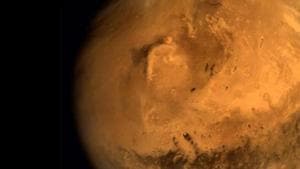 Full disc image of Mars, taken by the Mars Orbiter, from an altitude of 66,543 km.(ISRO Photo) Full disc image of Mars, taken by the Mars Orbiter, from an altitude of 66,543 km.(ISRO Photo)