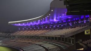 A portion of a stadium is seen illuminated with lights ahead of the first pink ball day-night Test match between India and Bangladesh at Eden Garden in Kolkata, Tuesday, Nov. 19, 2019(PTI) A portion of a stadium is seen illuminated with lights ahead of the first pink ball day-night Test match between India and Bangladesh at Eden Garden in Kolkata, Tuesday, Nov. 19, 2019(PTI)