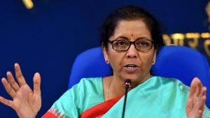 Union Finance Minister Nirmala Sitharaman addresses the media after a cabinet meeting, in New Delhi.(PTI) Union Finance Minister Nirmala Sitharaman addresses the media after a cabinet meeting, in New Delhi.(PTI)