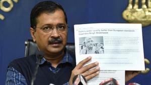 Delhi CM Arvind Kejriwal rejected the BIS finding on Delhi’s water quality and in a press briefing, shared the addresses of the places from which BIS collected samples.(HT Photo) Delhi CM Arvind Kejriwal rejected the BIS finding on Delhi’s water quality and in a press briefing, shared the addresses of the places from which BIS collected samples.(HT Photo)