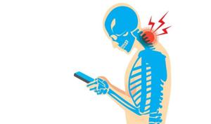Looking down at your phone forces your neck muscles to bend forward, a strain on the neck, back and shoulders. Looking down at your phone forces your neck muscles to bend forward, a strain on the neck, back and shoulders.