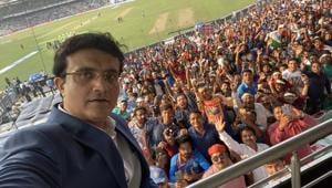 Sourav Ganguly with the crowd(Sourav Ganguly Tweet) Sourav Ganguly with the crowd(Sourav Ganguly Tweet)