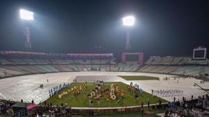 Artists rehearse on the eve of the 1st pink-ball day/night cricket test match between Bangladesh and India(PTI) Artists rehearse on the eve of the 1st pink-ball day/night cricket test match between Bangladesh and India(PTI)