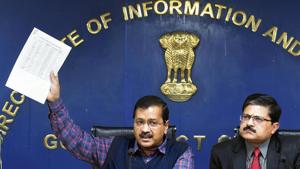 Delhi chief minister Arvind Kejriwal had said the issue was being ‘politicised’ even as he emphasised on how the number of localities in the city that complained of regularly receiving polluted water had reduced by around 95% in the last five years.(Raj K Raj/HT PHOTO) Delhi chief minister Arvind Kejriwal had said the issue was being ‘politicised’ even as he emphasised on how the number of localities in the city that complained of regularly receiving polluted water had reduced by around 95% in the last five years.(Raj K Raj/HT PHOTO)