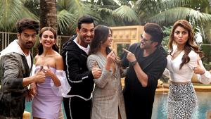Pulkit Samrat, Kriti Kharbanda, John Abraham, Ileana D'Cruz, Anil Kapoor and Urvashi Rautela pose for a picture during the promotion of their upcoming film Pagalpanti. Pulkit Samrat, Kriti Kharbanda, John Abraham, Ileana D'Cruz, Anil Kapoor and Urvashi Rautela pose for a picture during the promotion of their upcoming film Pagalpanti.