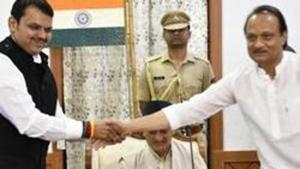 Devendra Fadnavis appointed as Maharashtra CM and Ajit pawar as Deputy CM in presence of Maharashtra governor Bhagat Singh Koshyari at Raj Bhavan in Mumbai (HT PHOTO) Devendra Fadnavis appointed as Maharashtra CM and Ajit pawar as Deputy CM in presence of Maharashtra governor Bhagat Singh Koshyari at Raj Bhavan in Mumbai (HT PHOTO)
