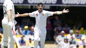 Pakistan's Naseem Shah appeals for the wicket of Australia's David Warner.(AP) Pakistan's Naseem Shah appeals for the wicket of Australia's David Warner.(AP)