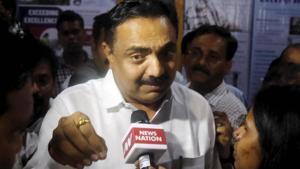 NCP MLA Jayant Patil speaks to media after a meeting with party MLAs in Mumbai, Saturday, Nov. 23, 2019.(PTI) NCP MLA Jayant Patil speaks to media after a meeting with party MLAs in Mumbai, Saturday, Nov. 23, 2019.(PTI)