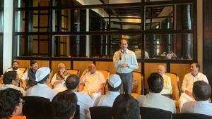 The Shiv Sena, Congress and the Nationalist Congress Party plan to parade their MLAs in a show of strength at Mumbai’s Grand Hyat Hotel.(PTI) The Shiv Sena, Congress and the Nationalist Congress Party plan to parade their MLAs in a show of strength at Mumbai’s Grand Hyat Hotel.(PTI)
