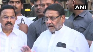 NCP lawmaker Nawab Malik said Supreme Court’s direction to Devendra Fadnavis to seek a trust vote on Wednesday had foiled the BJP’s plan to indulge in horse trading to remain in power.(ANI) NCP lawmaker Nawab Malik said Supreme Court’s direction to Devendra Fadnavis to seek a trust vote on Wednesday had foiled the BJP’s plan to indulge in horse trading to remain in power.(ANI)