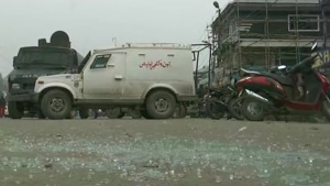 The scene from the blast site in Srinagar. (ANI photo) The scene from the blast site in Srinagar. (ANI photo)